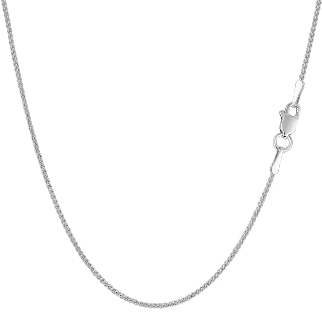 18k White Gold Round Wheat Chain Necklace, 1.1mm, 18"