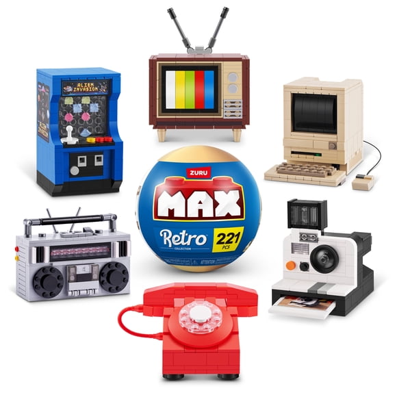 MAX Build More Premium Retro Building Bricks (Assorted) Novelty Unboxing Toy Collectible Mini's by ZURU