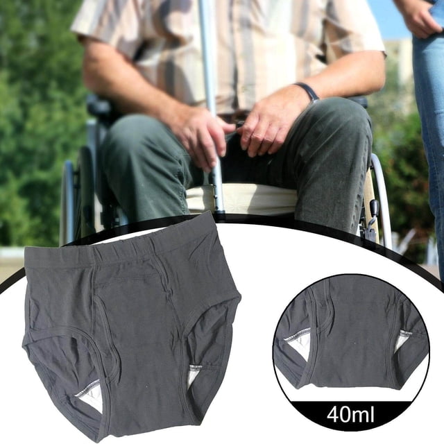 Langgg Couche d'Incontinence pour Hommes Étanche Lavable Confortable pour Incontinence Gris G