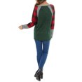 thumbnail image 5 of Women Plaid Stripe Print Colorblock Crew Neck Long Sleeve Pullover Shirt, 5 of 5