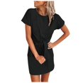 thumbnail image 2 of Gspmoly Robes d'Été pour Femmes, Robe Décontractée pour Femmes à la Mode Colorée à Col Rond avec Lien à Manches Courtes, Robes de Cocktail Économies, 2 of 3