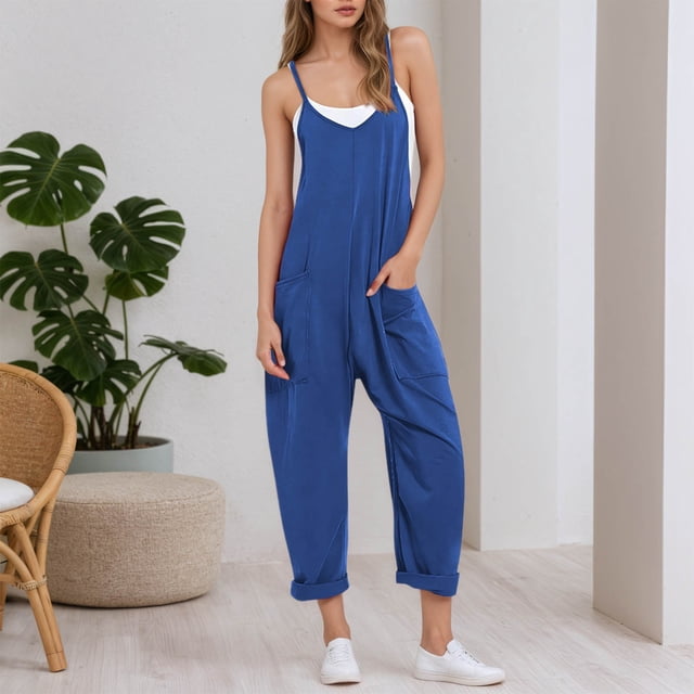 European Plus Size Women's Strappy Jumpsuits for Daily Wear - Independent Station