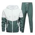 thumbnail image 1 of cllios Color Block Tracksuits for Men Big and Tall Long Sleeve Hoodies and Drawstring Sweatpants Sets Hooded Jackets Sports Matching Suits Mens 2 Piece Outfits, 1 of 8