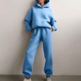 thumbnail image 1 of PVCS Women Casual Solid Color Two Piece Long Pants Hooded Pullover Long Sleeve Sweatshirts Sets, 1 of 8