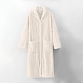 thumbnail image 2 of ManxiVoo Womens Robe Long Bathrobe Cozy Warm Shawl Collar Spa Robe Textured Housecoat Loungewear L Size White, 2 of 7