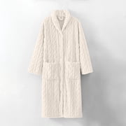Womens Long Fleece Robe Fuzzy Cozy Warm Bathrobe Shawl Collar Spa Robe Laddies Textured House Coat