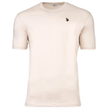 U.S. POLO ASSN. Men T-shirt – carded jersey, round neck, embroidered logo, cotton Beige