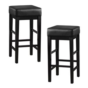 Lexicon 29 Tabouret en cuir de bar en bois hauteur de pouce, noir