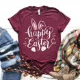 thumbnail image 1 of Hauts d'Été Grande Taille Femmes Décontracté Femmes Pâques T-shirt à Col Rond Imprimé Haut Manche Courte Blouse Ample Décontractée T-shirt à Col en V Femmes en Liquidation, 1 of 3