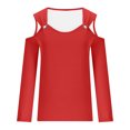 thumbnail image 4 of Yuyuzo Womens Tunic Tops Cold Shoulder Long Sleeve Shirts Loose Solid Color Lightweight Tee Tops, 4 of 5