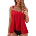 thumbnail image 1 of Flowy Ruffle Tankini Swimsuits for Women Beach Summer 2 Piece High Waist Bathing Suits Pool Modest Swimwear Red, XL, 1 of 4