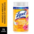 thumbnail image 1 of Lysol Disinfecting Wipes, Mango Hibiscus, Thick Strong Wipe, Kills 99.99% of Viruses & Bacteria, 75 Count, 1 of 16