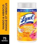 Lysol Disinfecting Wipes, Mango Hibiscus, Wipe forte épaisse, tue 99.99% des virus & Bactéries, 75 Nombre