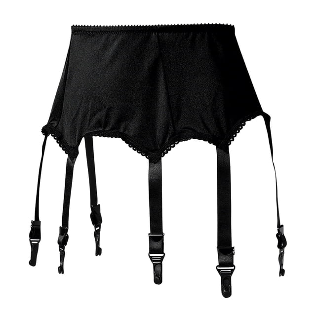 Lace Garter Belt,Stocking Suspender,Metal Clip Garter,Stylish Lace Garter Belt with Multi Strap and Metal Clip Adjustable Waist Design Comfortable Suspender Accessory for High Stockings,Black,L