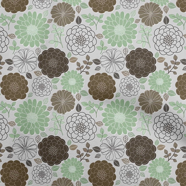 oneOone Viscose Jersey Light Green Fabric Floral Retro Craft Projects Decor Fabric Printed By The Yard 60 Inch Wide