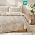 thumbnail image 1 of JOLUSERE Khaki Soft Breathable Striped Textured Duvet Cover Bedding Queen Size, 1 of 9