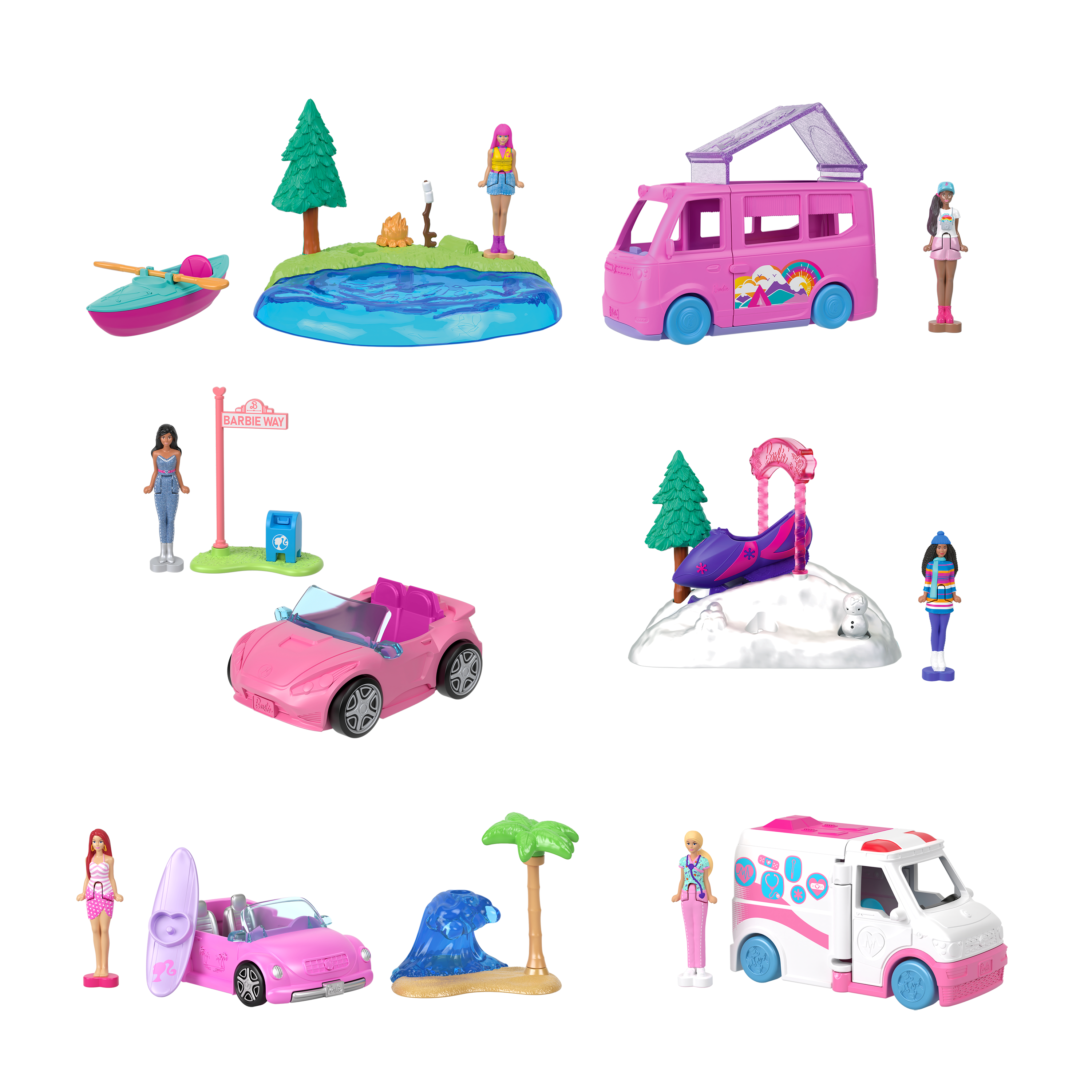 Barbie-Motoneige Mini BarbieLand-Coffret avec poupée et zones de jeu