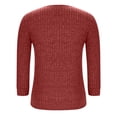 thumbnail image 3 of Erwazi Chandail pour Femmes à Manches 3/4, Col Ras du Cou à Boutons, Chandails à Enfiler, Été Automne, Tricot Henley, Coupe Régulière, Hauts pour Femmes, 3 of 5