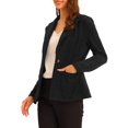 thumbnail image 4 of INSPIRE CHIC Blazer en Faux Suède pour Femme, Col à Revers, Manches Longues, Veste de Bureau, TP, Noir, 4 of 6