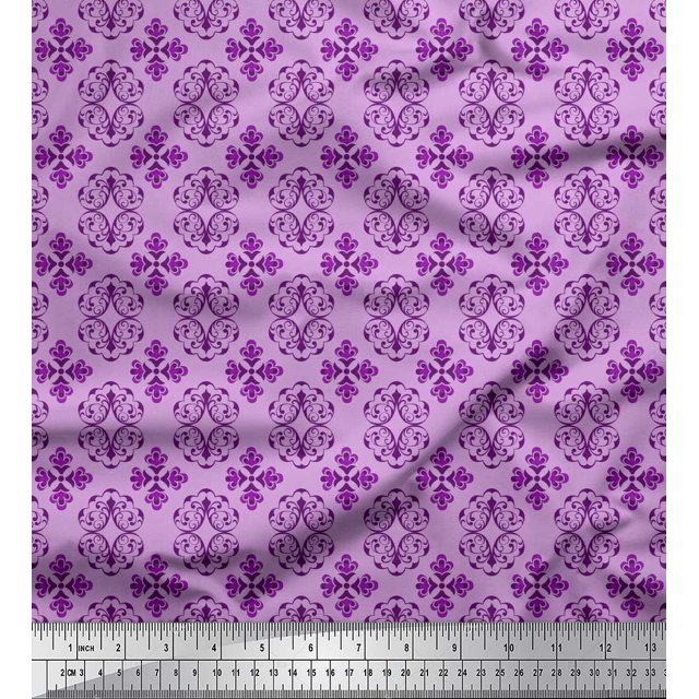 Soimoi Tissu Georgette Viscose Imprimé Damas Filigrane au Mètre 42 Pouces de Large