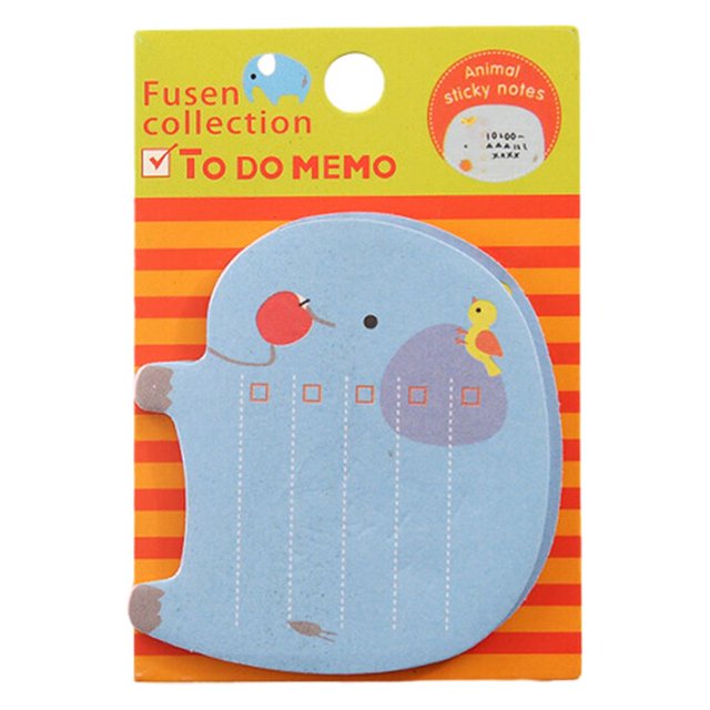 Cute Animal Sticky Notes Kawaii Removable Notepad Student School Supply Bookmark Memo Sticker Pupils Children Party Bags Filler Elephant