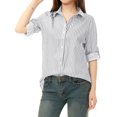 thumbnail image 1 of INSPIRE CHIC Chemise à Col à Revers pour Femme, Boutonnée, Manches Longues Retroussables, 1 of 5