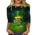 thumbnail image 2 of CEHVOM T-Shirt de la Saint-Patrick pour Femmes Manches 3/4, T-Shirts Imprimés Verts Chanceux pour la Saint-Patrick, T-Shirts Décontractés Col Rond Mode Imprimé Saint-Patrick, 2 of 4