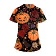 thumbnail image 3 of LINMOUA Plus SizePrinted Scrub Working Uniform Tops For Women's Cross V-Neck Halloween Print Short Sleeve Fun T-Shirts Workwear Tee With Pockets, 3 of 3