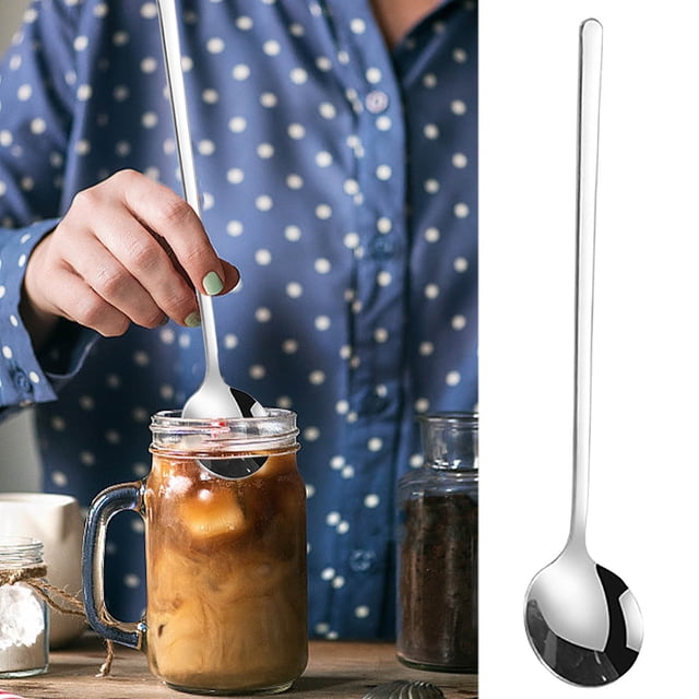 Lisbinx 304 Stainless Steel Coffee Stirring Spoon - Small Round Stirrer for Coffee, Tea & Cocktails - Rustproof & Dishwasher Safe - Elegant Modern Designs - 1 Piece