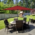 thumbnail image 3 of Patiojoy 10 ft Patio Market Umbrella w/Solar Powered LED Light Burgundy, 3 of 10