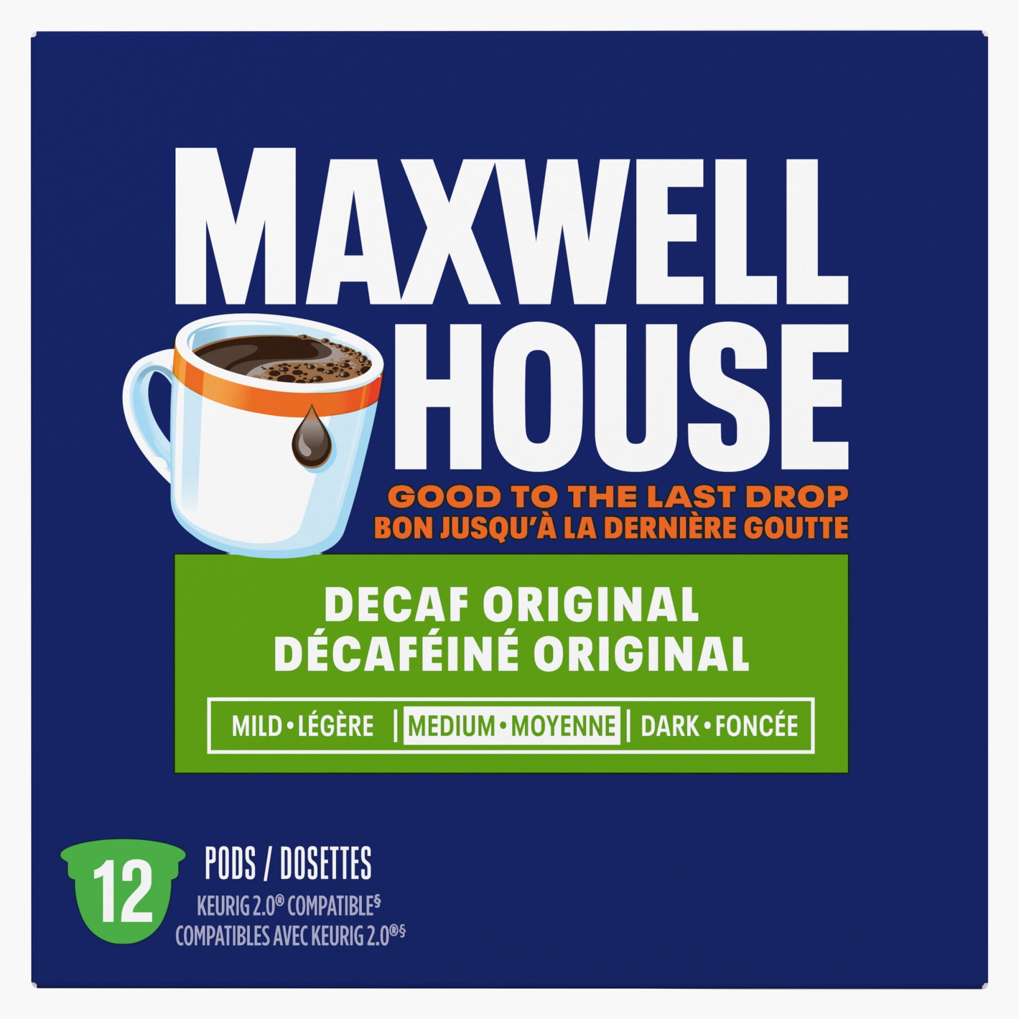 Maxwell House, Decaf Coffee 100% Compostable Pods, 12 Pods, Medium