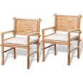 thumbnail image 2 of vidaXL 3 Piece Bistro Set with Cushions Bamboo, 2 of 5