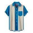 thumbnail image 2 of jsaierl T-shirt à Rayures Imprimé pour Homme, Chemise Décontractée à Col à Revers avec Poche Poitrine, Boutonnée, Mode d'Été, Manches Courtes, Coupe Ample, 2 of 4