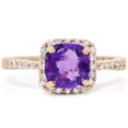 thumbnail image 1 of 1 1/2ct Cushion Amethyst Diamond Ring 14K Rose Gold, 1 of 3