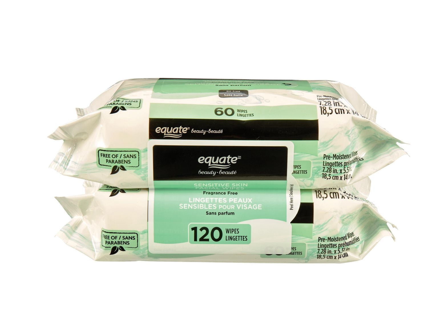 Equate Beauty Lingettes pour le Visage Peau Sensible 120CT