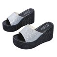 thumbnail image 4 of Penkiiy Women's Slip On Thick Bottom Platform Sandals Comfortable Open Toe Flatform Chunky Sandals 40 Silver, 4 of 5