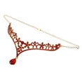thumbnail image 2 of Bridal Bridesmaid Forehead Chain Crystal Rhinestone Charm Pendant Band Dangle Forehead Chain Wedding Headpiece (Red), 2 of 6