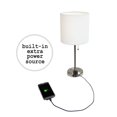 thumbnail image 2 of LimeLights Brushed Steel Stick Lamp with Charging Outlet and Fabric Shade 2 Pack Set, 2 of 7