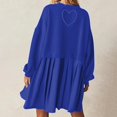 thumbnail image 5 of Womens Oversized Sweatshirt Dress Long Flowy Patchwork Pullover Tops Cute Drop Shoulder Sweatshirts Fall Long Sleeve Mini Dress Teen Girls Crewneck Solid Tunic Pleated Loose Clothing Beig, 5 of 5