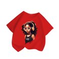 thumbnail image 1 of T-shirts Graphiques pour Filles à Manches Courtes, Col Ras du Cou, T-Shirts Surdimensionnés, Vêtements d'Été pour Filles, Rouge, 4-6 Ans, 1 of 4