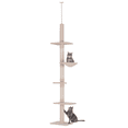 thumbnail image 1 of Beige 5-Tier Cat Climbing Tree - 8.5ft Kitty Activity Center with Scratching Post for Living Room & Bedroom - Sturdy Particle Board Design, 1 of 7
