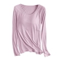 thumbnail image 1 of AherBiu Hauts de Pyjama pour Femmes avec Soutien-Gorge Intégré Chandails Doux à Manches Longues Col Ras du Cou Automne Haut de Pyjama Confortable Vêtements de Nuit, 1 of 7