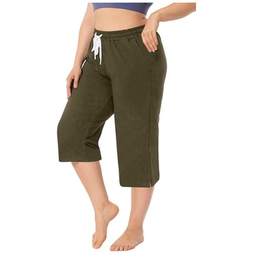 Georges Pants for Women Trendy Women's Summer Color High Waisted Stretch Capris Sweatpants Loose Harlan Pants