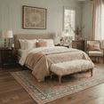 thumbnail image 2 of 5x7 Area Rugs Non Slip Backing Low Pile Lightweight Indoor, Machine Washable Rugs for Living Room Bedroom, Floral Medallion Print Pattern, Dusty Terracotta, 2 of 6