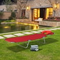 thumbnail image 2 of Outsunny Chaise Longue d'Extérieur, Chaise Longue Pliante Réglable avec Ouverture pour le Visage, Chaise de Bronzage Lit Bain de Soleil Inclinable, Rouge, 2 of 10