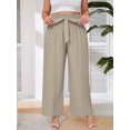 thumbnail image 3 of Showmall Womens Plus Size High Waisted Palazzo Pants with Pockets, Wheat, 2X, 3 of 9