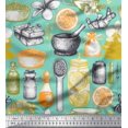 thumbnail image 2 of Soimoi Tissu Poly Georgette Gingembre, Pot & Mortier et Pilon Imprimé Cuisine au Mètre 42 Pouces de Large, 2 of 3