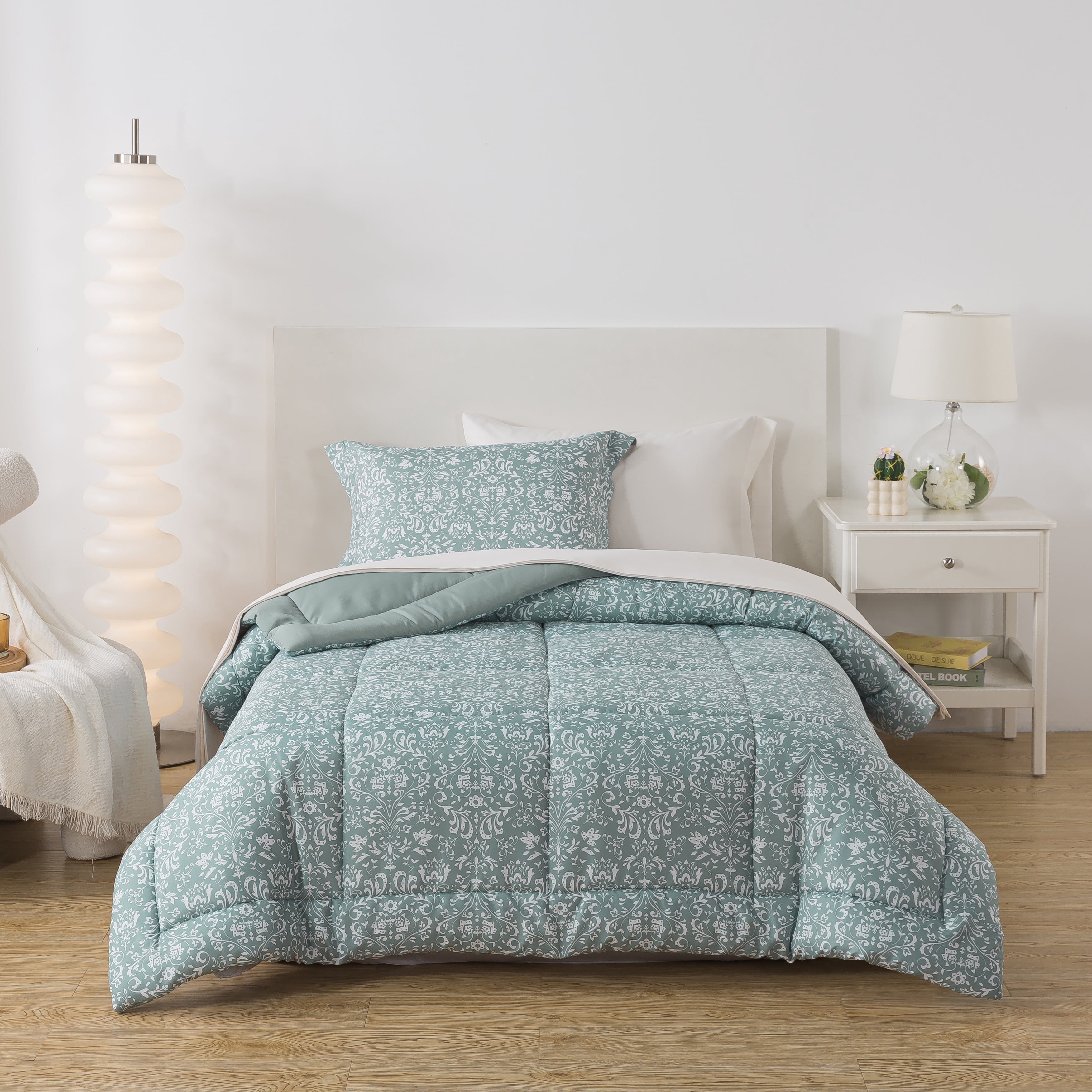 Mainstays – Ensemble de literie 7 pièces avec couette réversible et draps, double, motif Cabana Stripe