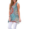 thumbnail image 4 of Débardeur Boho Sans Manches pour Femmes, Col en V, T-shirt Décontracté, Bleu, TTG, 4 of 7