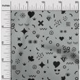 thumbnail image 2 of oneOone Polyester Spandex Gray Fabric Doodle Sewing Material Print Fabric By The Yard 56 Inch Wide, 2 of 4